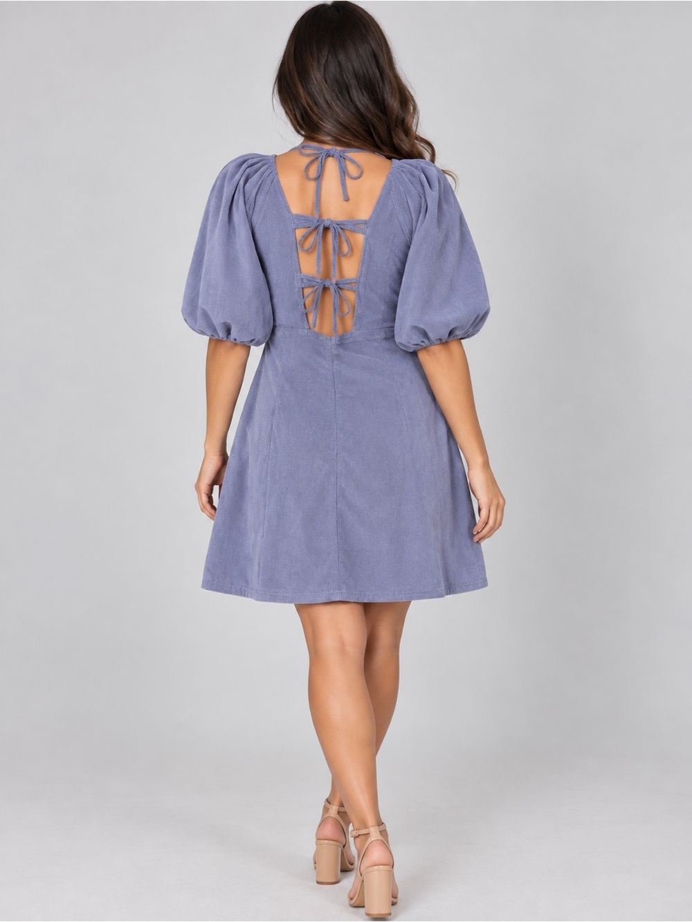ASOS DESIGN Tie Back Floral Embroidery Cord Mini Dress in Lilac - Picture 2 of 7